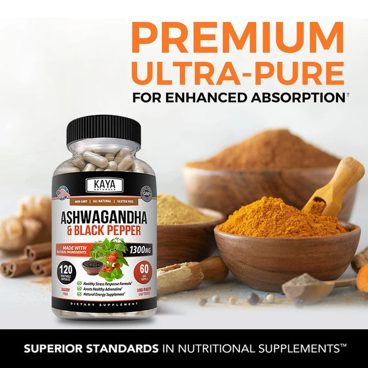 Natural Organic Ashwagandha Root & Black Pepper Extract