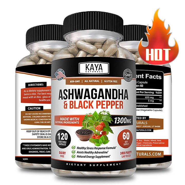 Natural Organic Ashwagandha Root & Black Pepper Extract